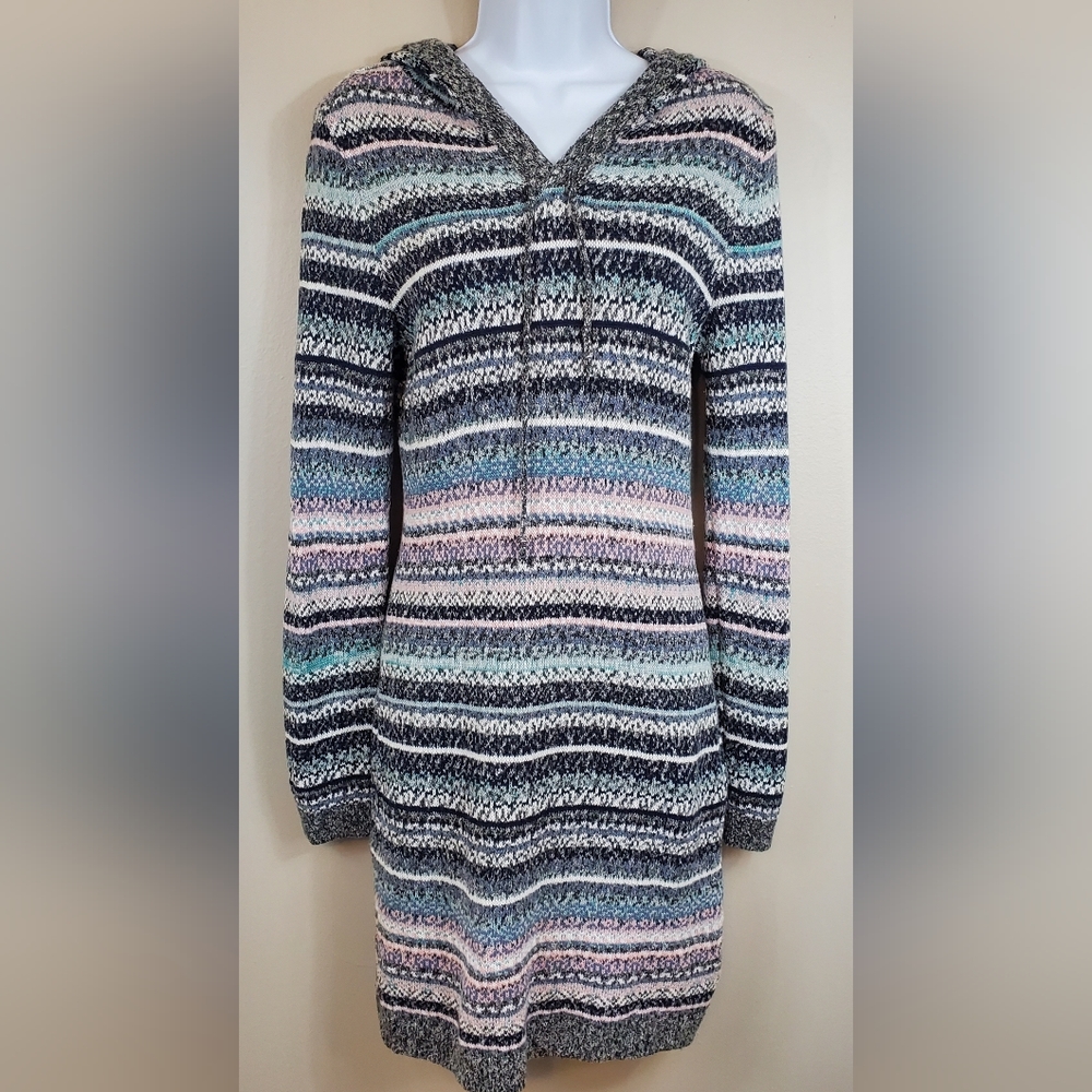 Maurices Sweater Dress With Hood and Tie V-Neck